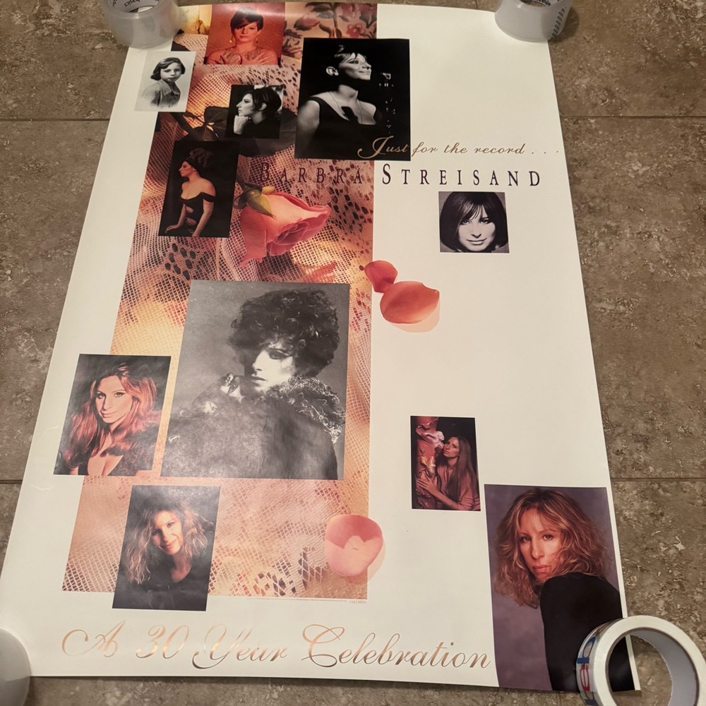 Barbra Streisand 1991 Columbia Promo Poster Just‎ for the Record 30 Year